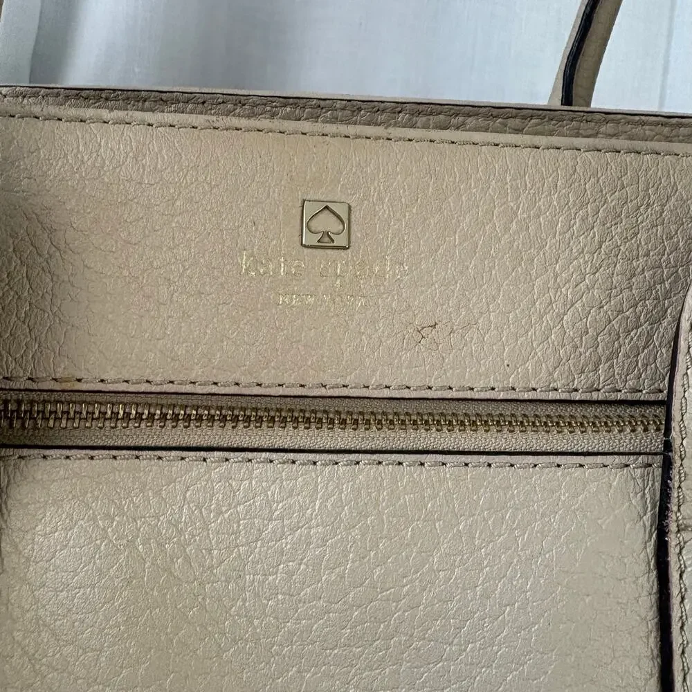 Kate Spade New York Southport Avenue Oden Tote Handbag Beige Cream Leather
